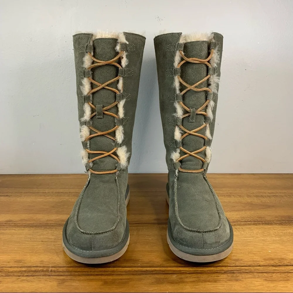 UGG Whitley Olive Green Tall Shearling Boot Size 6 - Picture 2 of 10